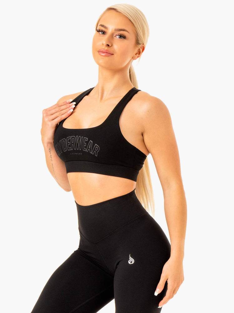 Black Ryderwear Women Sports Bra Knockout Racer Back Women's Sports Bra | AU2433VD