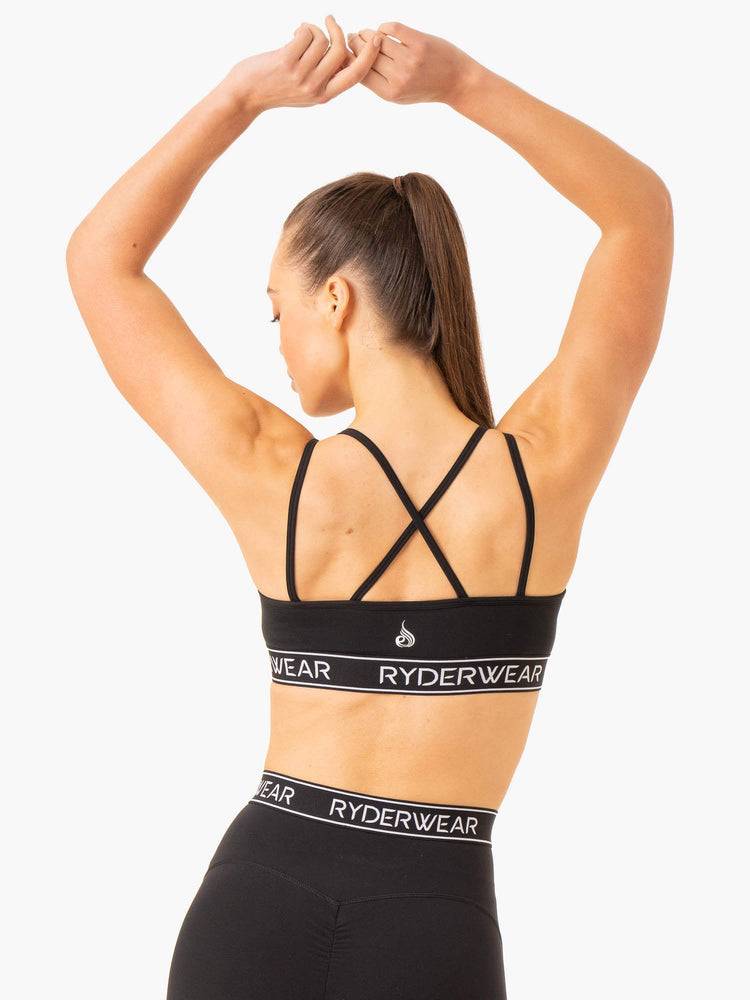 Black Ryderwear Women Sports Bra Level Up V-Neck Women's Sports Bra | AU2330CE