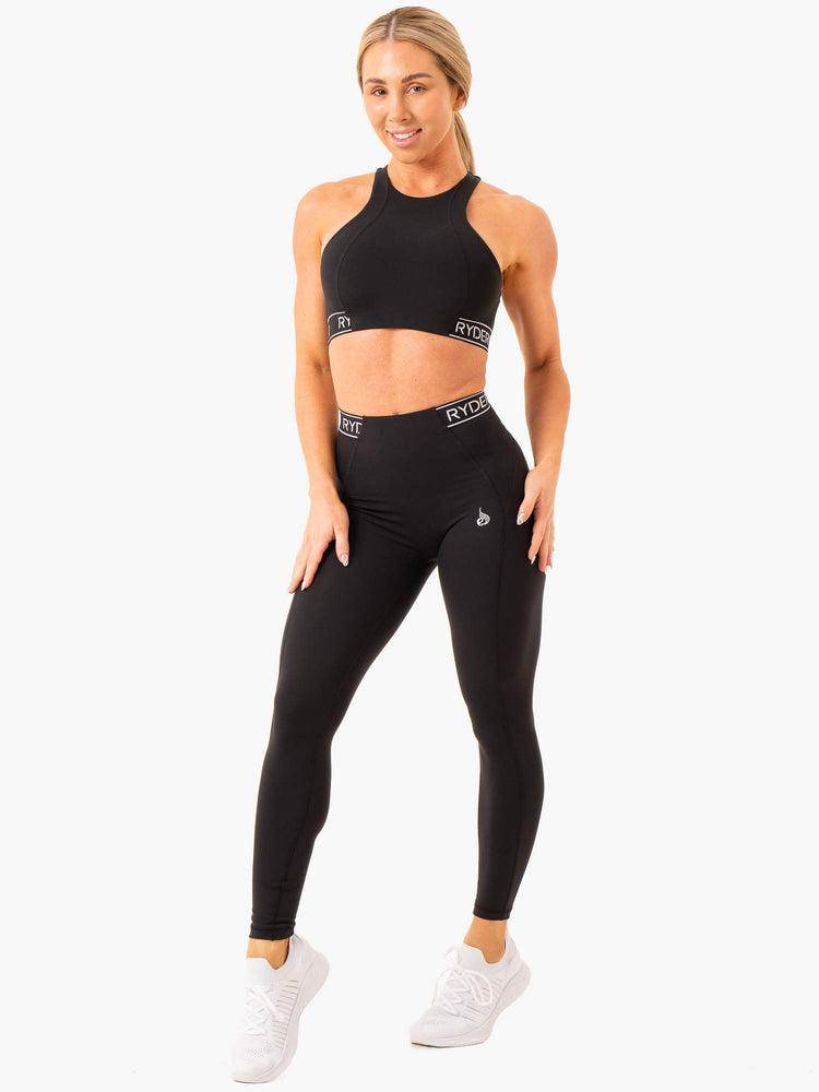 Black Ryderwear Women Sports Bra Level Up High Impact Women's Sports Bra | AU2394PQ