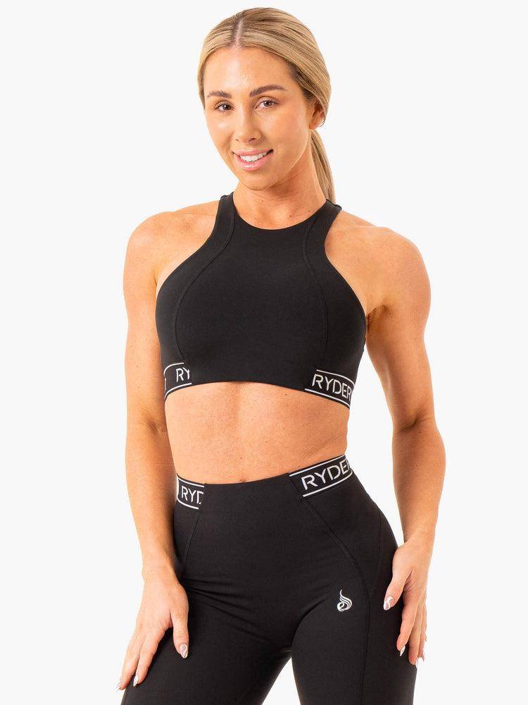 Black Ryderwear Women Sports Bra Level Up High Impact Women\'s Sports Bra | AU2394PQ