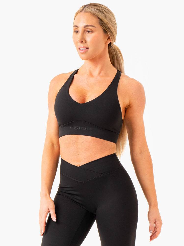 Black Ryderwear Women Sports Bra NKD Cross Over Women's Sports Bra | AU2343OR