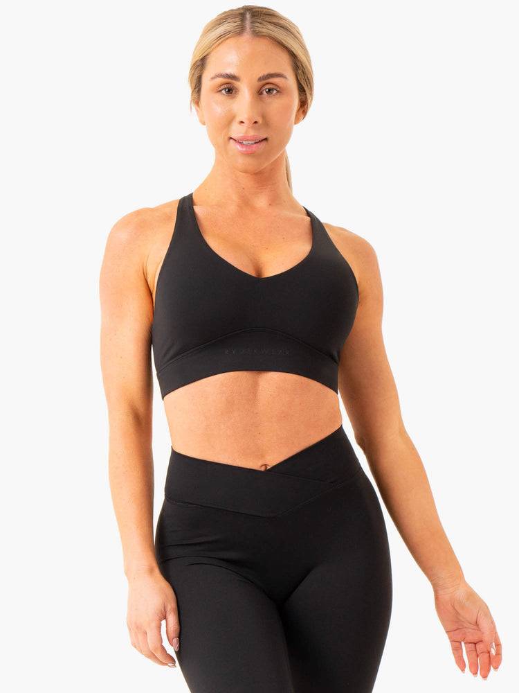 Black Ryderwear Women Sports Bra NKD Cross Over Women's Sports Bra | AU2343OR