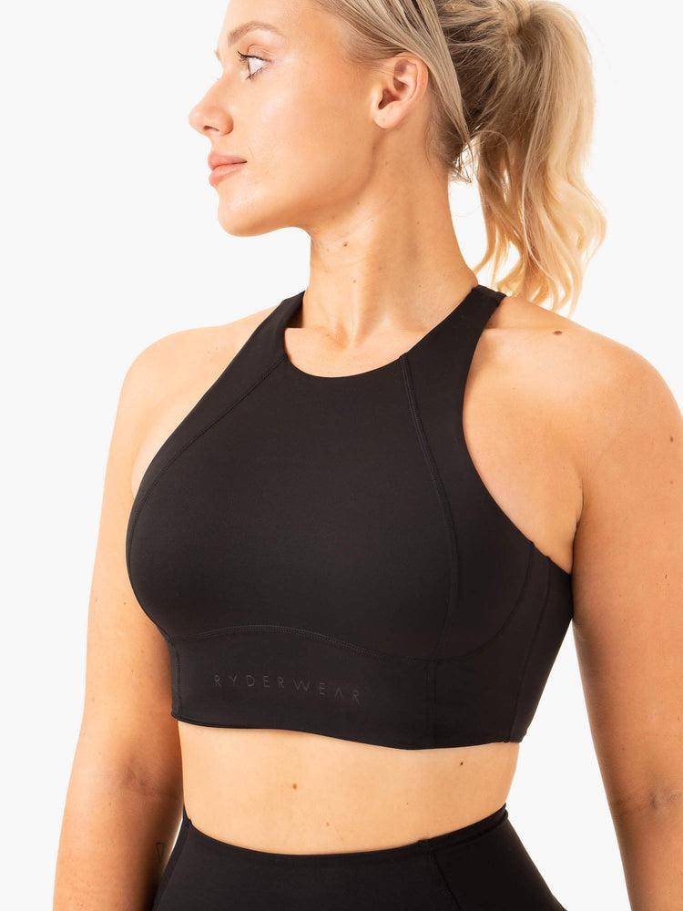 Black Ryderwear Women Sports Bra NKD Frame Long Line Women's Sports Bra | AU2250JJ