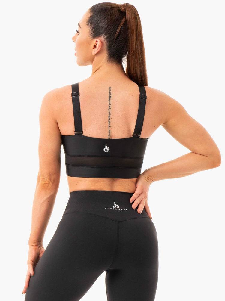 Black Ryderwear Women Sports Bra Palm Convertible Women's Sports Bra | AU2508MA