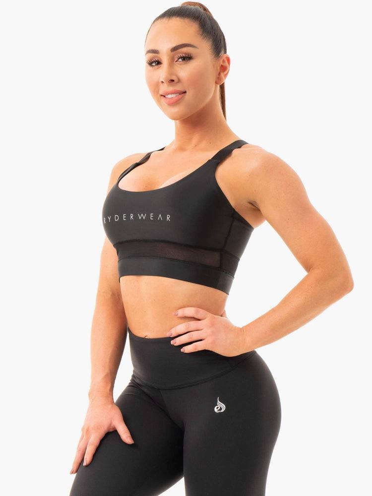 Black Ryderwear Women Sports Bra Palm Convertible Women's Sports Bra | AU2508MA