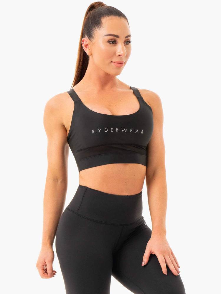 Black Ryderwear Women Sports Bra Palm Convertible Women's Sports Bra | AU2508MA