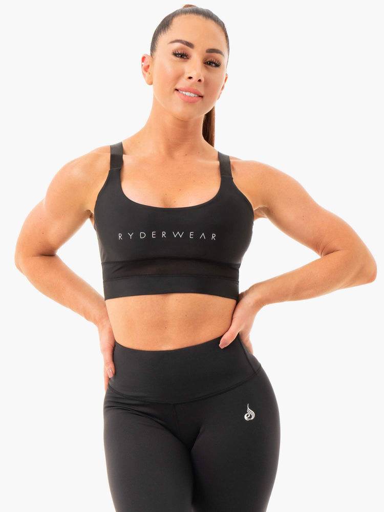 Black Ryderwear Women Sports Bra Palm Convertible Women\'s Sports Bra | AU2508MA