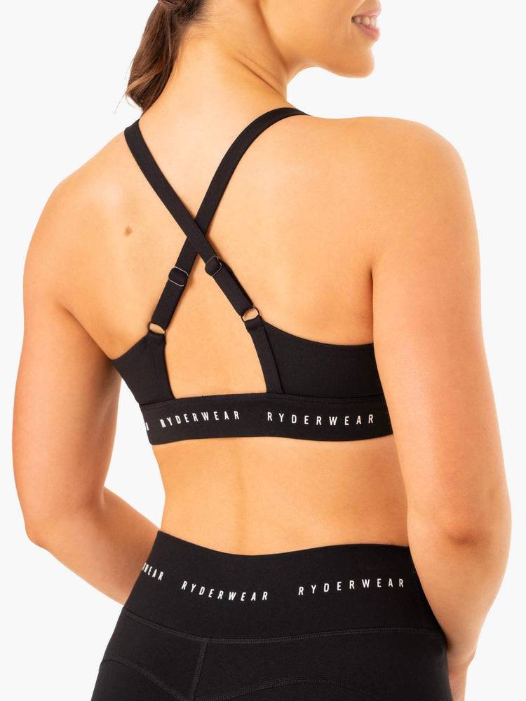 Black Ryderwear Women Sports Bra Reflex Cross Over Women's Sports Bra | AU2455QZ