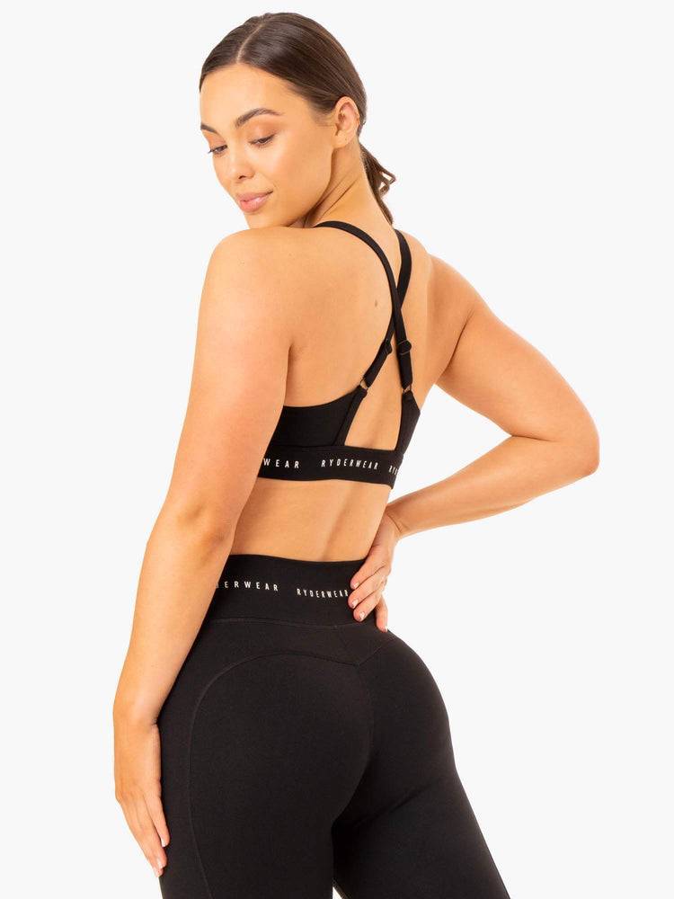 Black Ryderwear Women Sports Bra Reflex Cross Over Women's Sports Bra | AU2455QZ