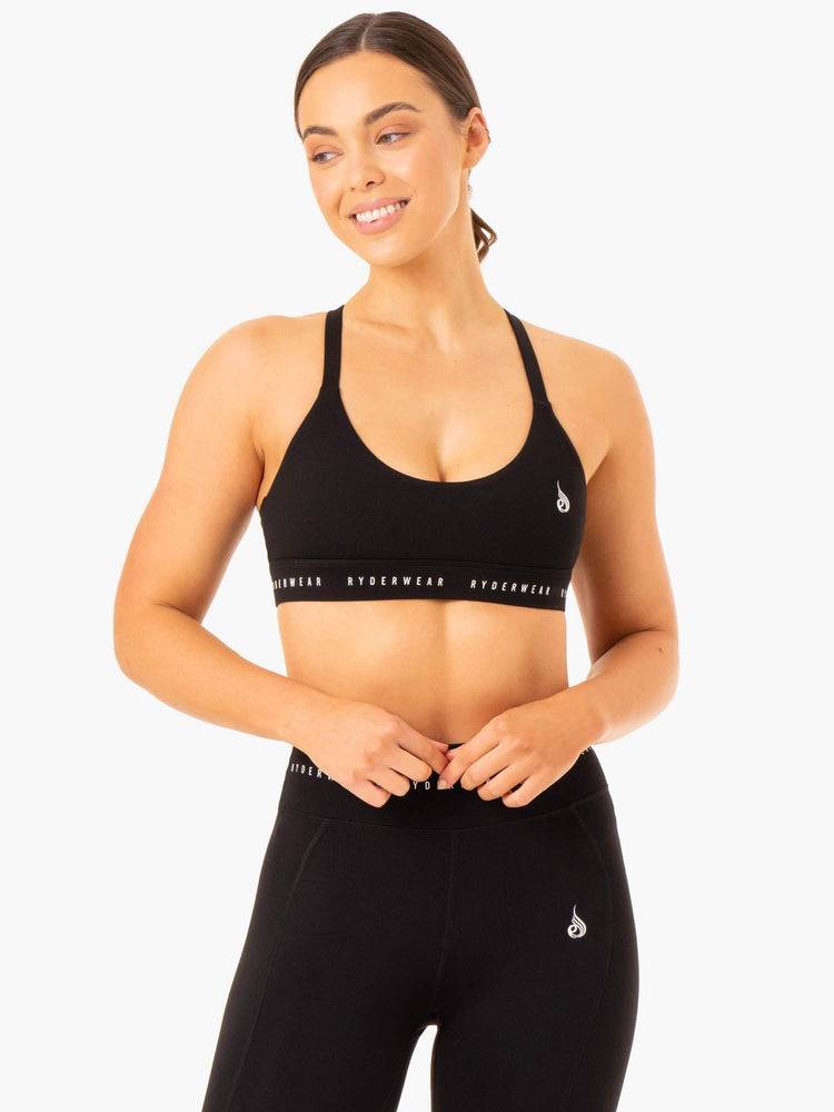 Black Ryderwear Women Sports Bra Reflex Cross Over Women\'s Sports Bra | AU2455QZ