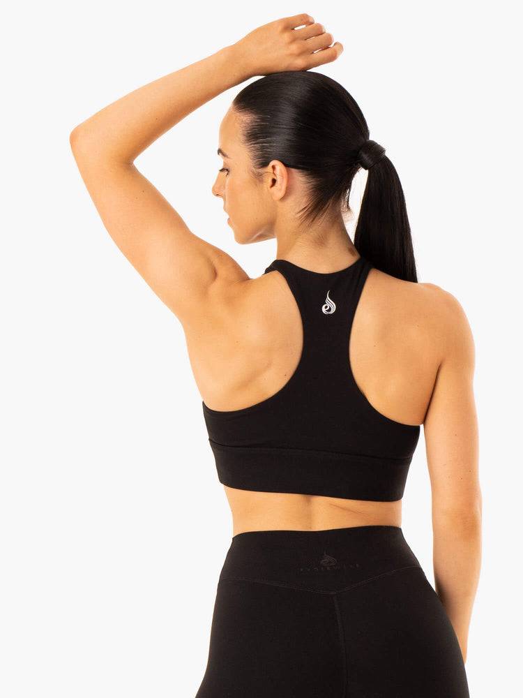 Black Ryderwear Women Sports Bra Replay Cut Out Women's Sports Bra | AU2393AP