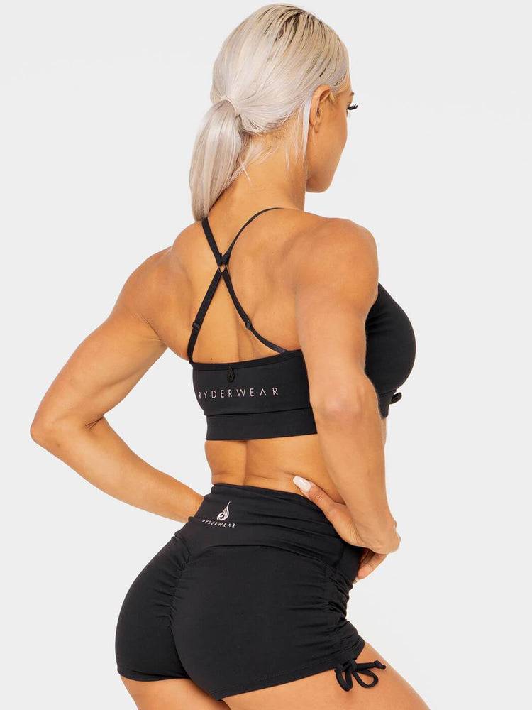 Black Ryderwear Women Sports Bra Wild Tied Up Women's Sports Bra | AU2477TV