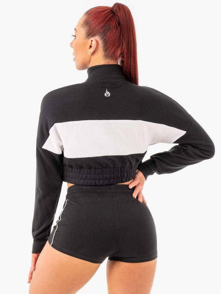 Black Ryderwear Women Sweaters Cropped Track Jumper Women's Sweaters | AU2603OR