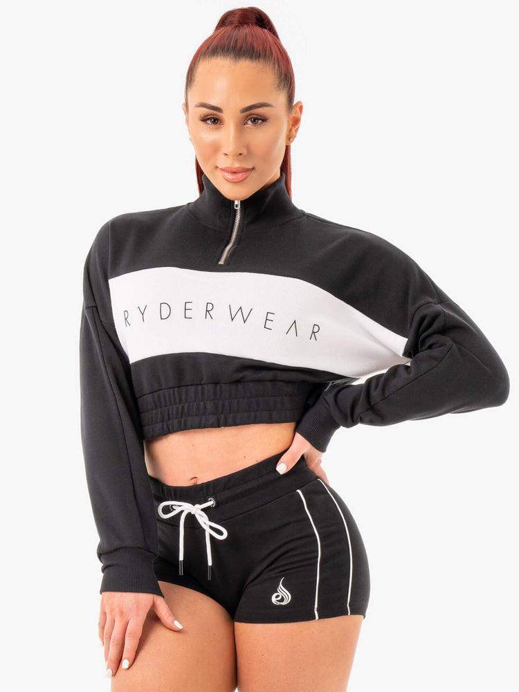 Black Ryderwear Women Sweaters Cropped Track Jumper Women\'s Sweaters | AU2603OR