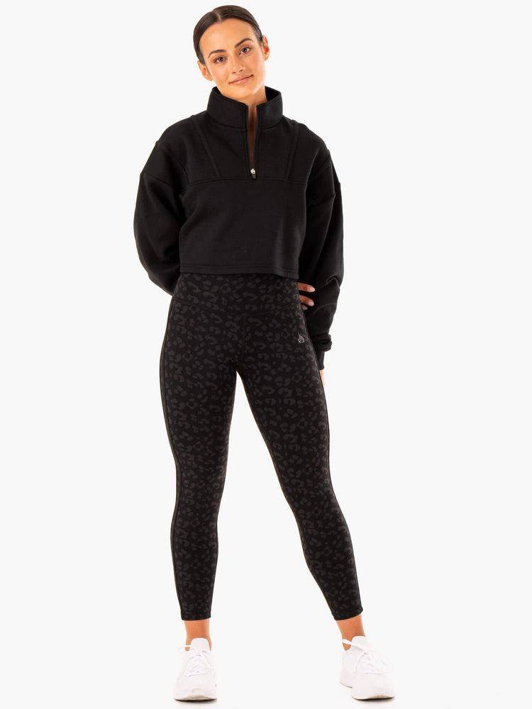 Black Ryderwear Women Sweaters Evolution Half Zip Women's Sweaters | AU2600SO