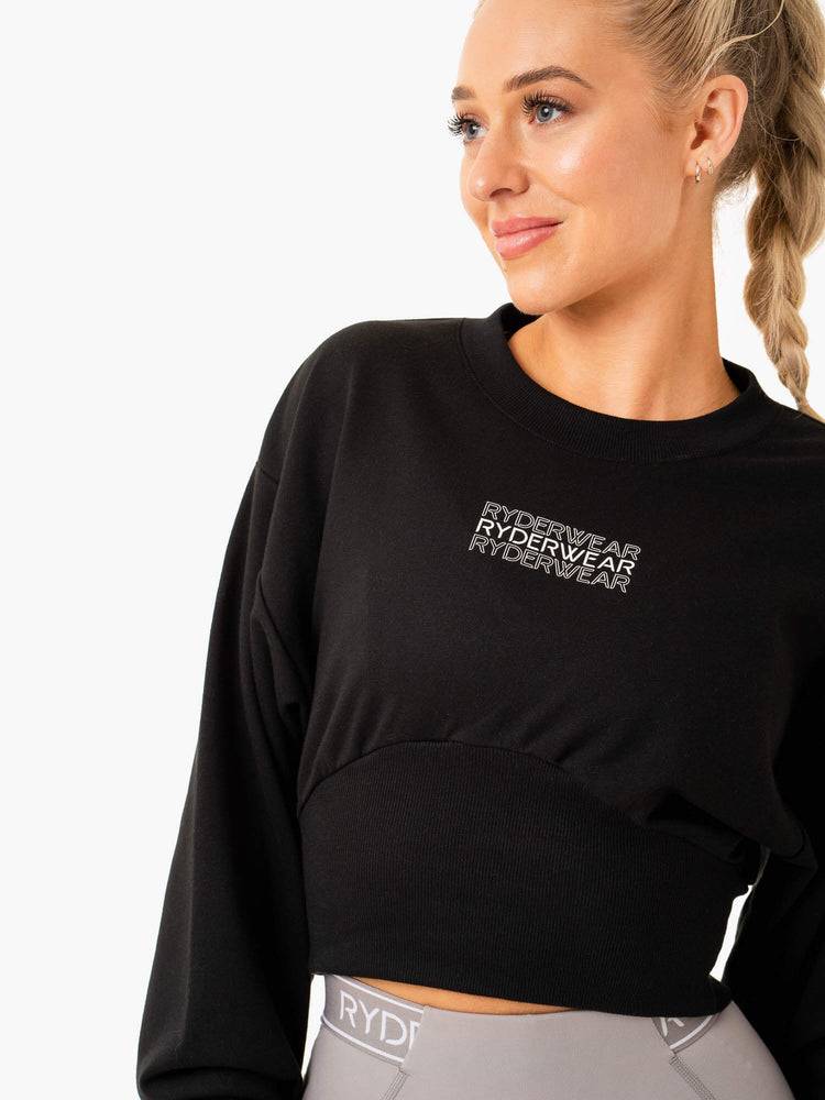 Black Ryderwear Women Sweaters Level Up Jumper Women's Sweaters | AU2576PQ