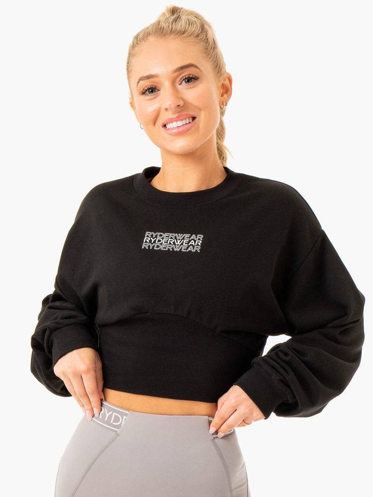 Black Ryderwear Women Sweaters Level Up Jumper Women's Sweaters | AU2576PQ