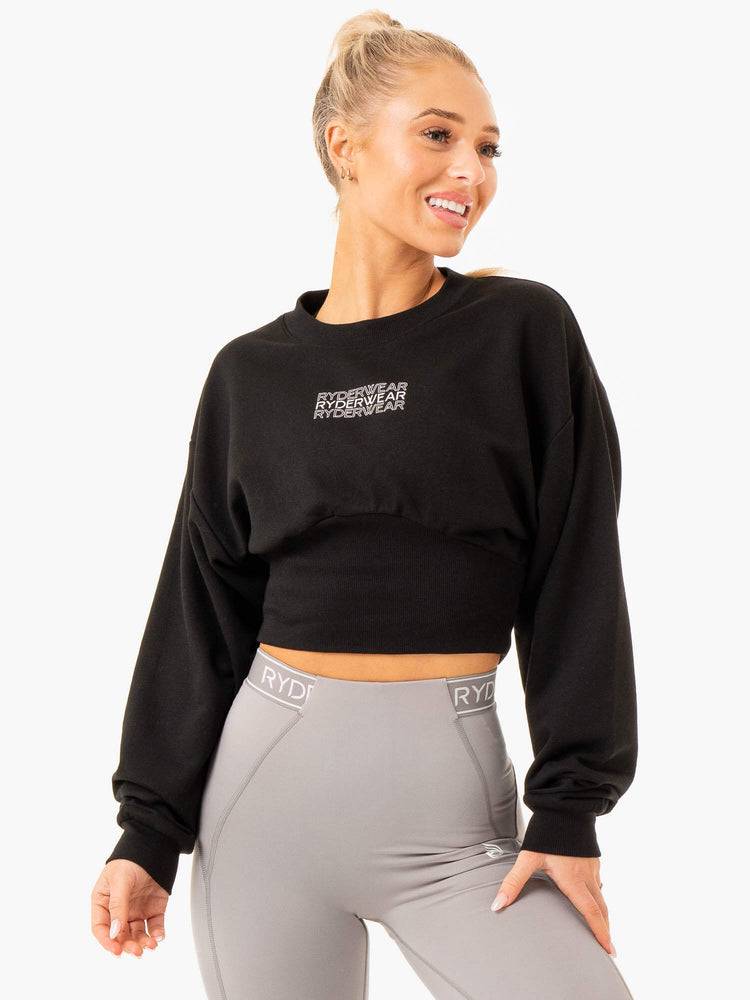 Black Ryderwear Women Sweaters Level Up Jumper Women\'s Sweaters | AU2576PQ