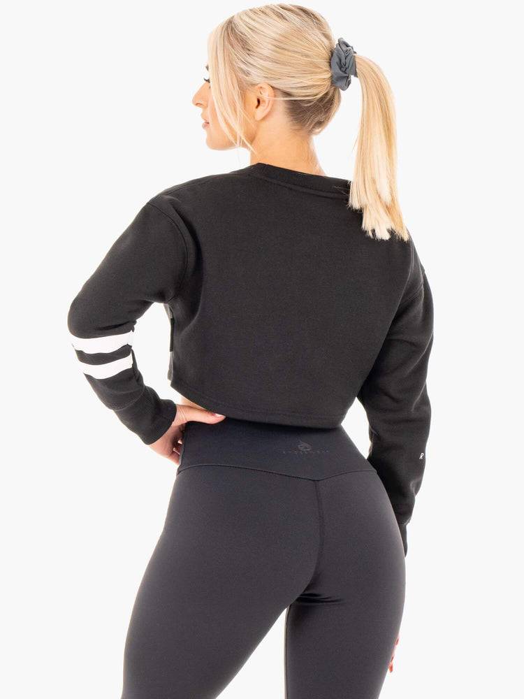 Black Ryderwear Women Sweaters Motion Cropped Women's Sweaters | AU2626DN