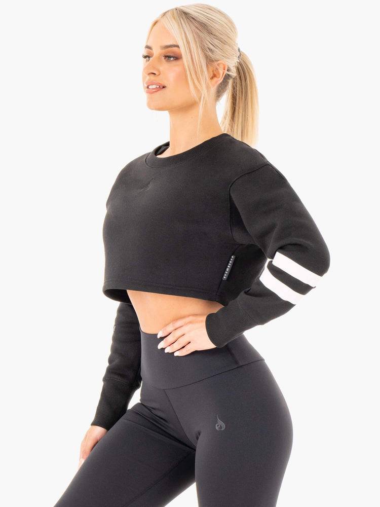 Black Ryderwear Women Sweaters Motion Cropped Women's Sweaters | AU2626DN