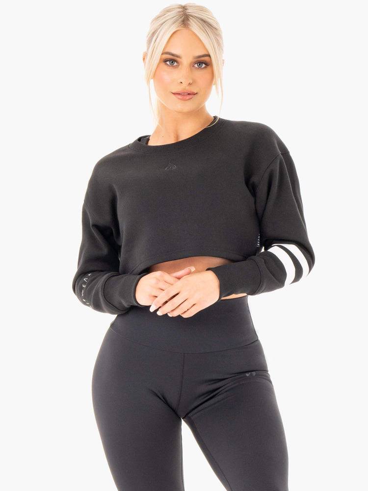 Black Ryderwear Women Sweaters Motion Cropped Women\'s Sweaters | AU2626DN