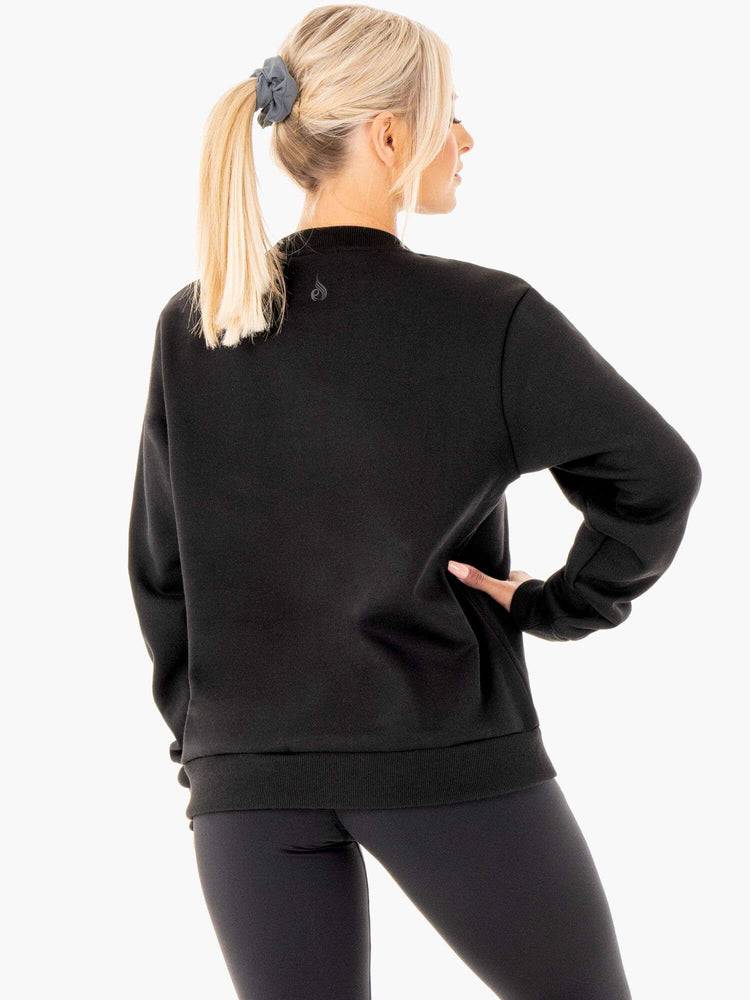 Black Ryderwear Women Sweaters Motion Oversized Women's Sweaters | AU2613NB