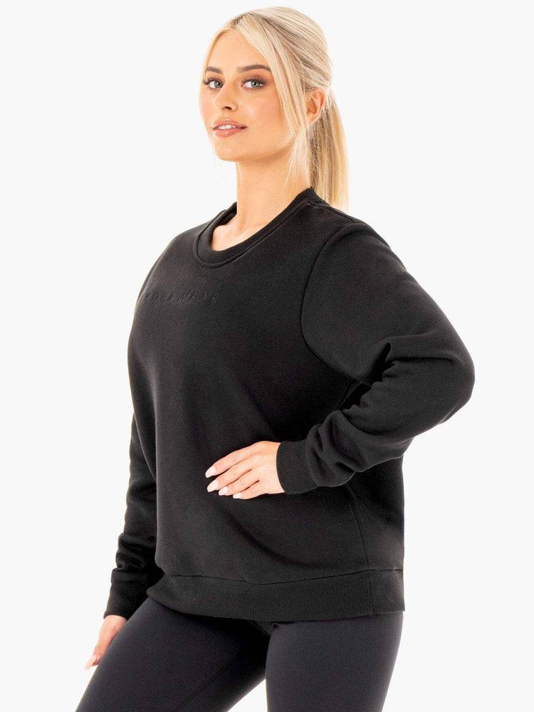 Black Ryderwear Women Sweaters Motion Oversized Women's Sweaters | AU2613NB