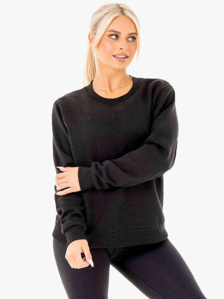 Black Ryderwear Women Sweaters Motion Oversized Women\'s Sweaters | AU2613NB