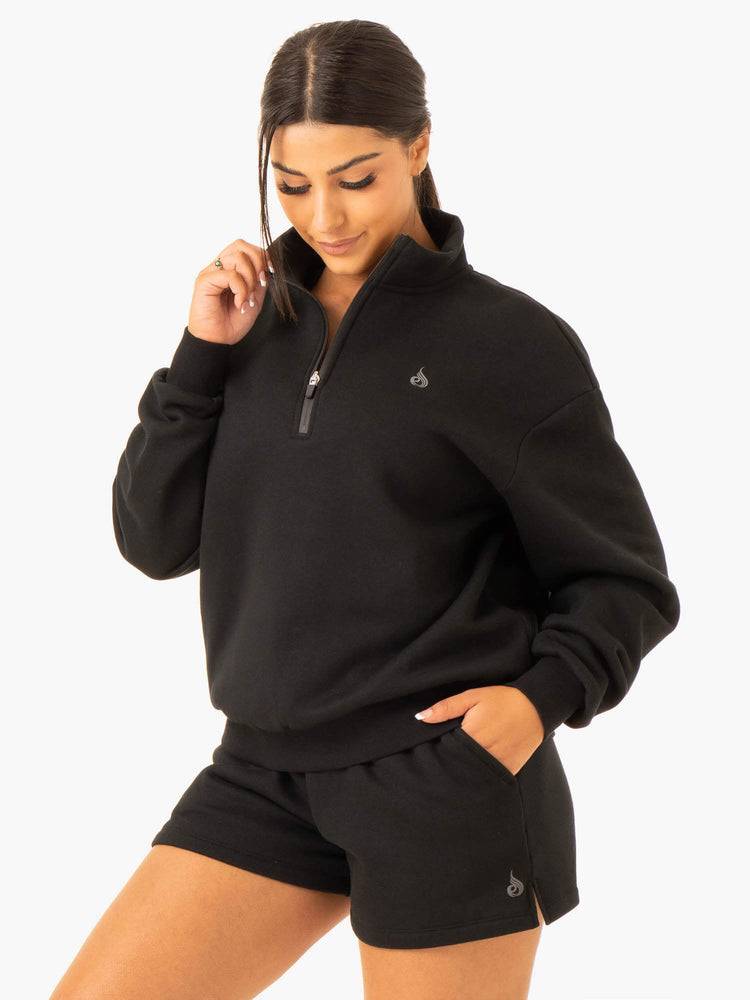 Black Ryderwear Women Sweaters Restore Half Zip Women's Sweaters | AU2601AP