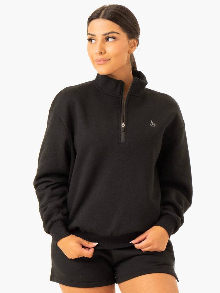 Black Ryderwear Women Sweaters Restore Half Zip Women\'s Sweaters | AU2601AP