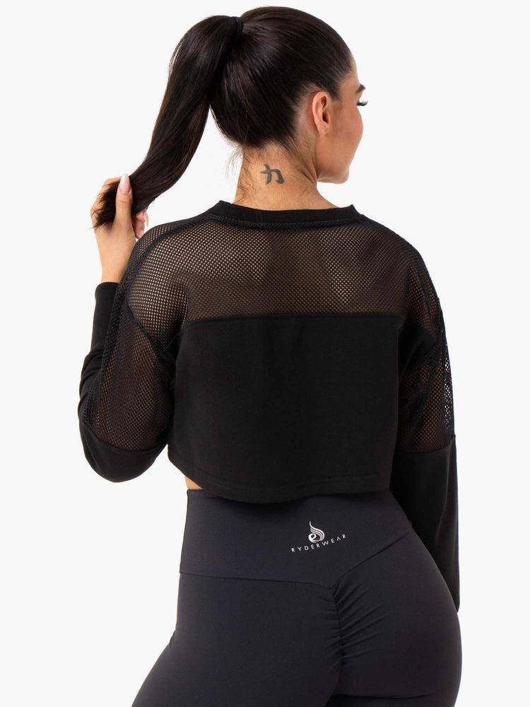 Black Ryderwear Women Sweaters Revive Mesh Women's Sweaters | AU2590CE