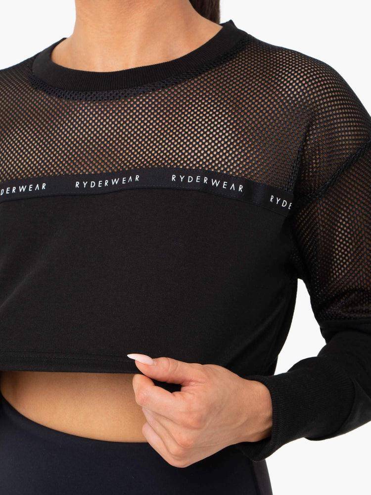 Black Ryderwear Women Sweaters Revive Mesh Women's Sweaters | AU2590CE