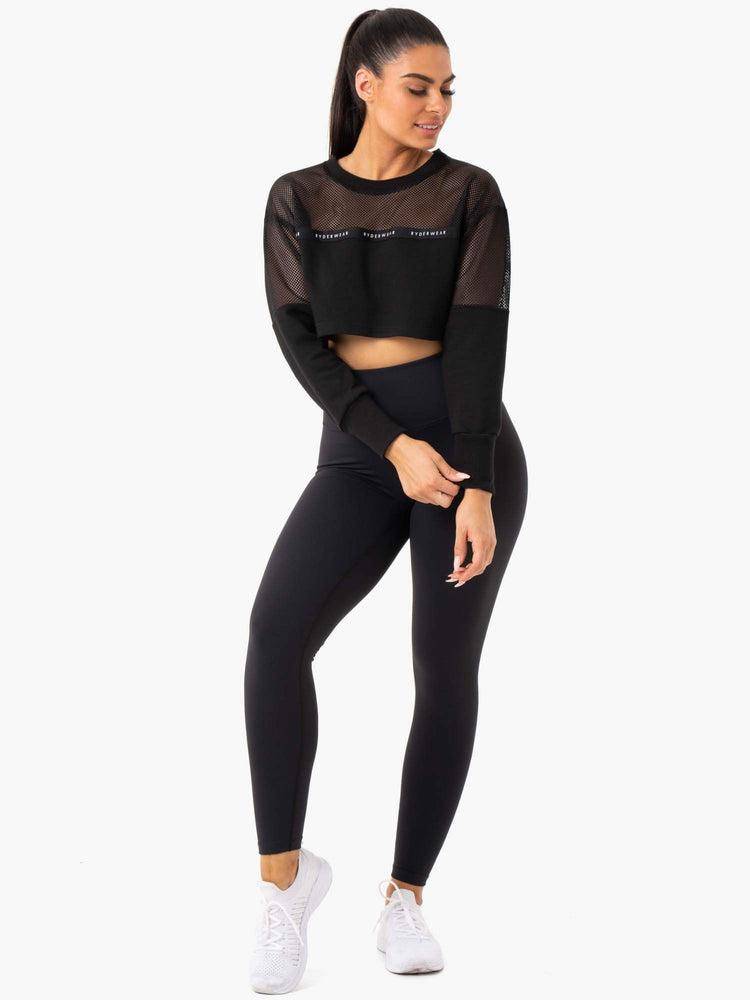 Black Ryderwear Women Sweaters Revive Mesh Women's Sweaters | AU2590CE