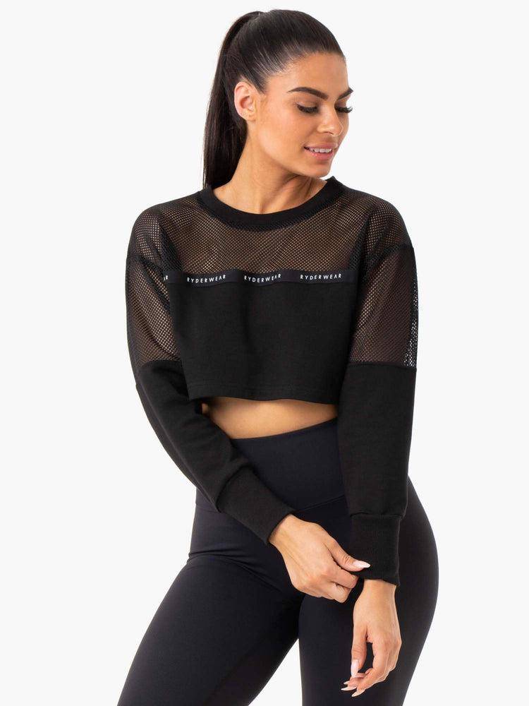 Black Ryderwear Women Sweaters Revive Mesh Women\'s Sweaters | AU2590CE