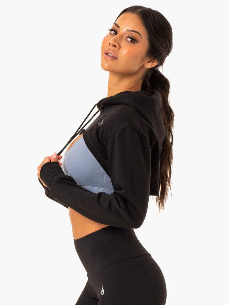 Black Ryderwear Women Sweaters Staples Super Crop Women's Sweaters | AU2575AP