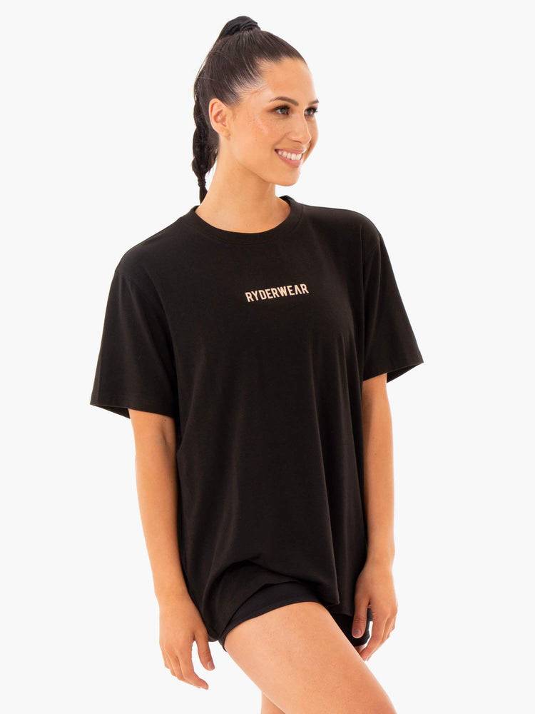 Black Ryderwear Women T Shirts Define Long Line Women's T Shirts | AU2702IS