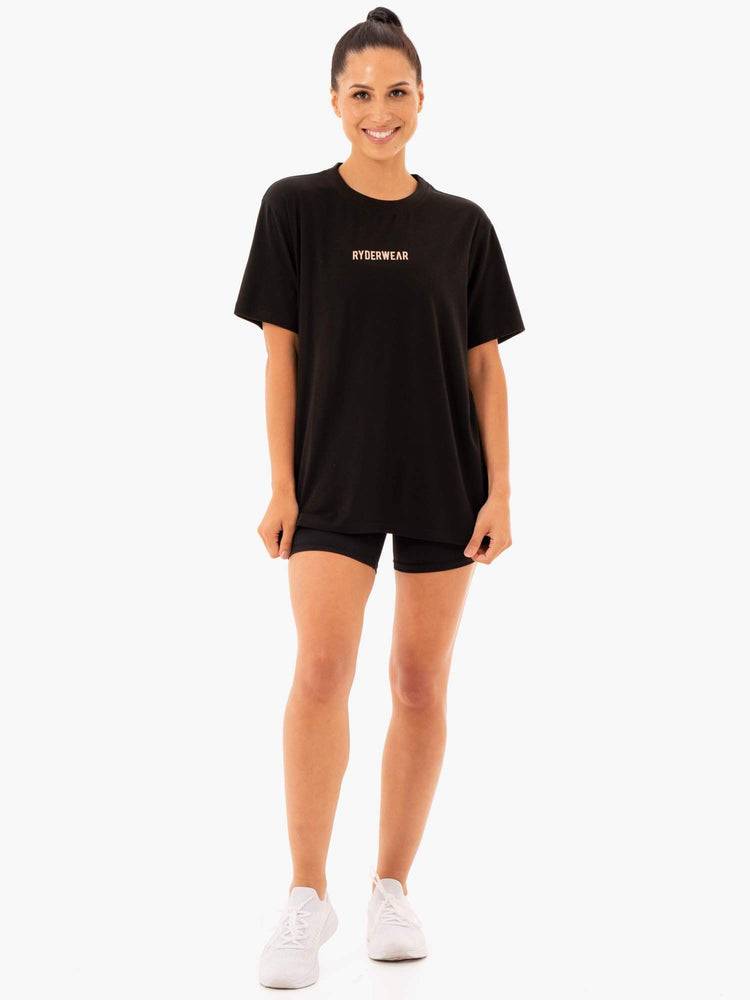 Black Ryderwear Women T Shirts Define Long Line Women's T Shirts | AU2702IS