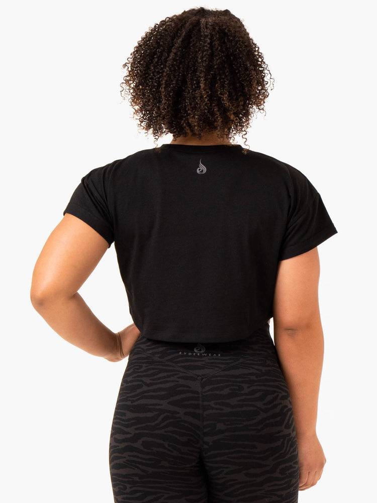 Black Ryderwear Women T Shirts Energy Cap Sleeve Women's T Shirts | AU2792UT