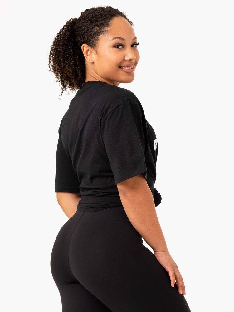 Black Ryderwear Women T Shirts Icon Oversized Women's T Shirts | AU2775YU