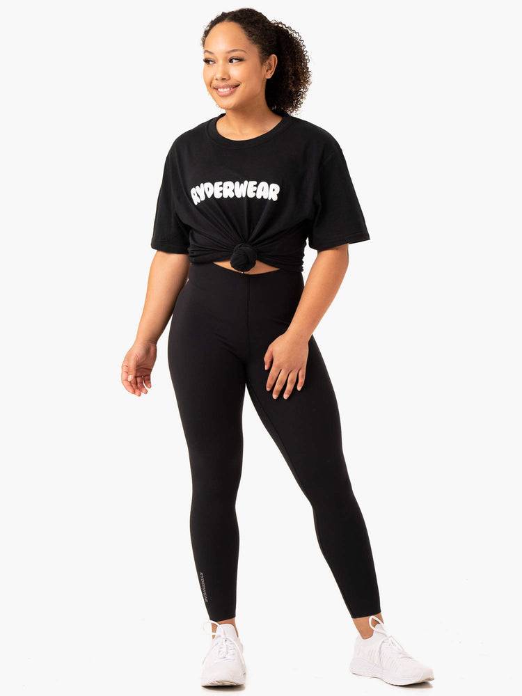 Black Ryderwear Women T Shirts Icon Oversized Women's T Shirts | AU2775YU