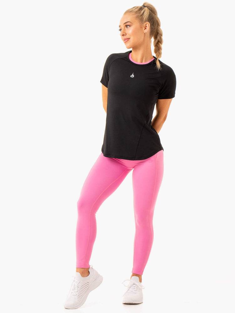 Black Ryderwear Women T Shirts Level Up Training Women's T Shirts | AU2785FM