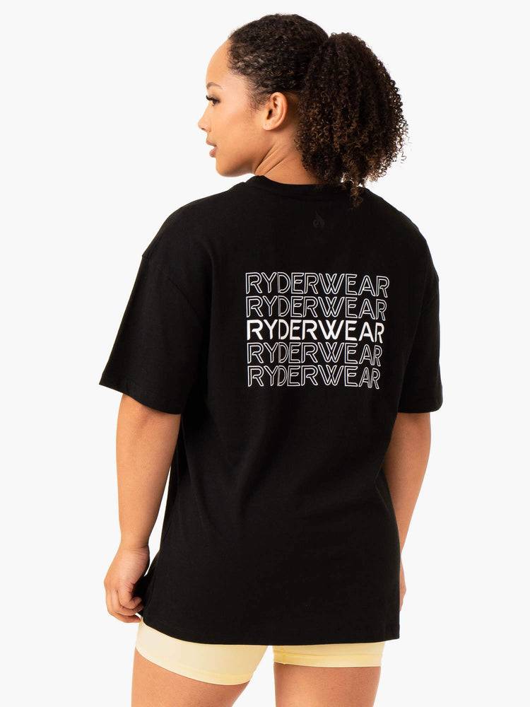 Black Ryderwear Women T Shirts Level Up Oversized Women's T Shirts | AU2790OR