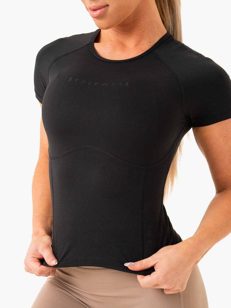 Black Ryderwear Women T Shirts NKD Frame Fitted Women's T Shirts | AU2770AP