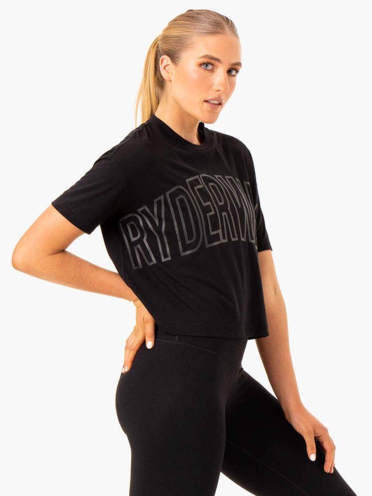 Black Ryderwear Women T Shirts Replay Boxy Tee Women's T Shirts | AU2721UT