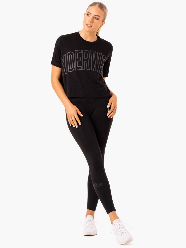 Black Ryderwear Women T Shirts Replay Boxy Tee Women's T Shirts | AU2721UT