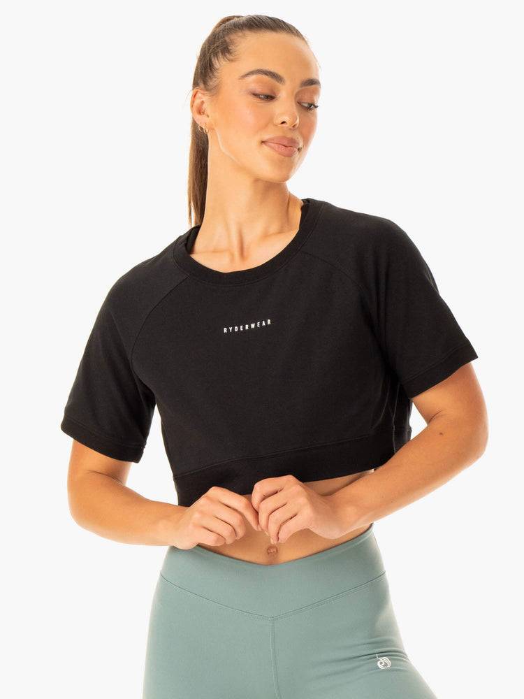 Black Ryderwear Women T Shirts Revival Cotton Women's T Shirts | AU2747UT