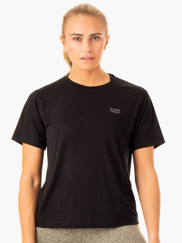 Black Ryderwear Women T Shirts Rotation Women's T Shirts | AU2766GL