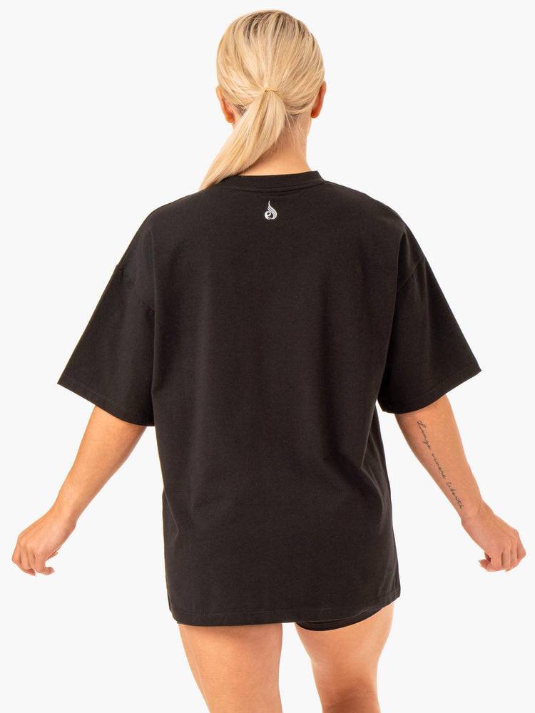 Black Ryderwear Women T Shirts Staples Oversized Tee Women's T Shirts | AU2722YU