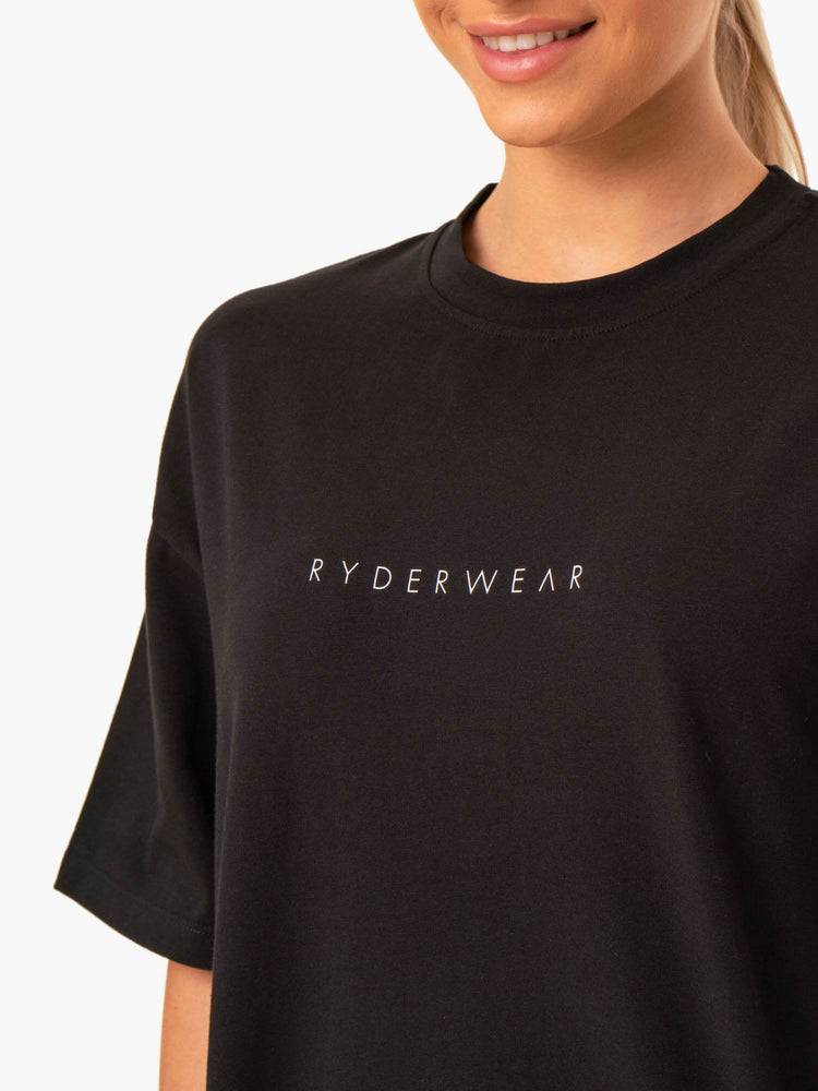 Black Ryderwear Women T Shirts Staples Oversized Tee Women's T Shirts | AU2722YU