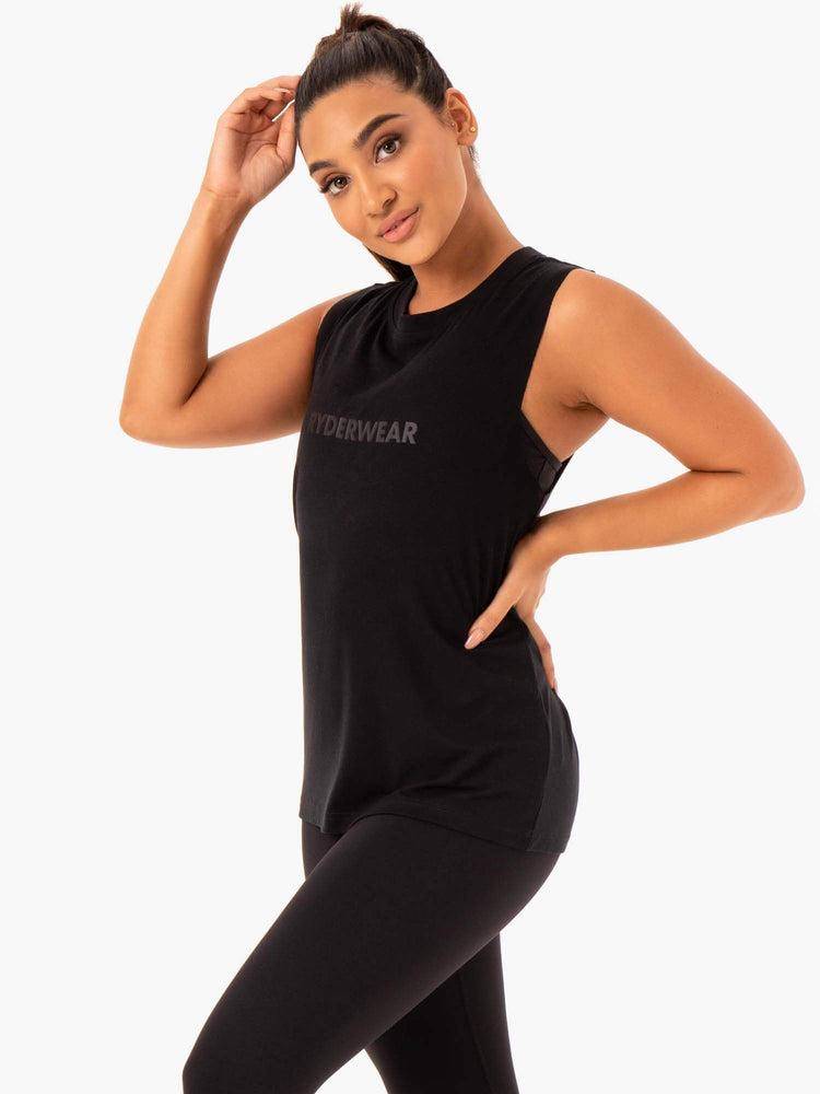 Black Ryderwear Women Tanks Base Regular Cut Women's Tanks | AU3016CE